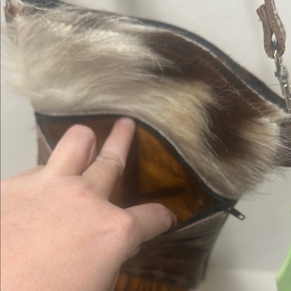 Rustic Geometric Crossbody Bag Brown and Cream - Picture 5 of 10